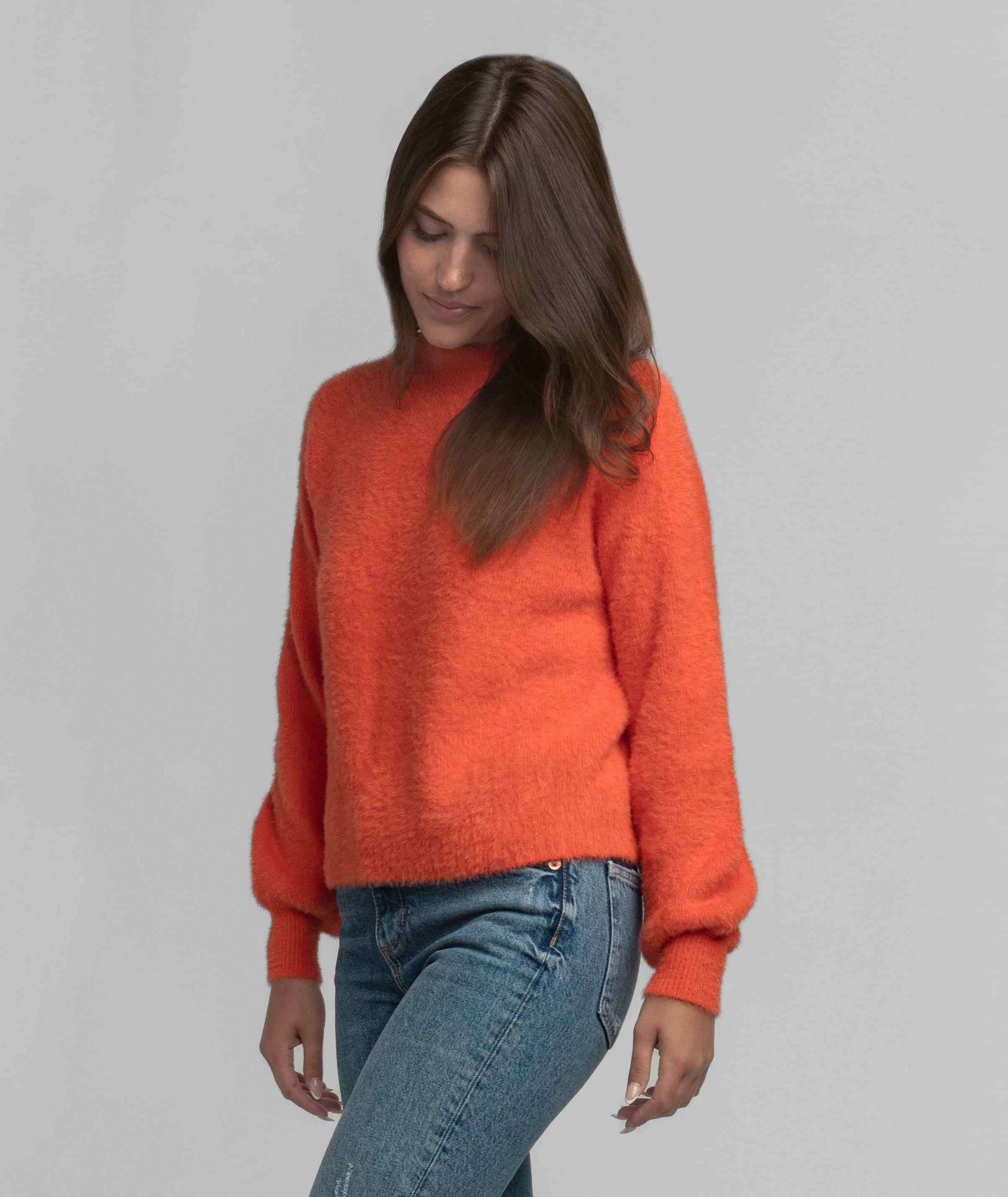 Feather Knit Mockneck Sweater