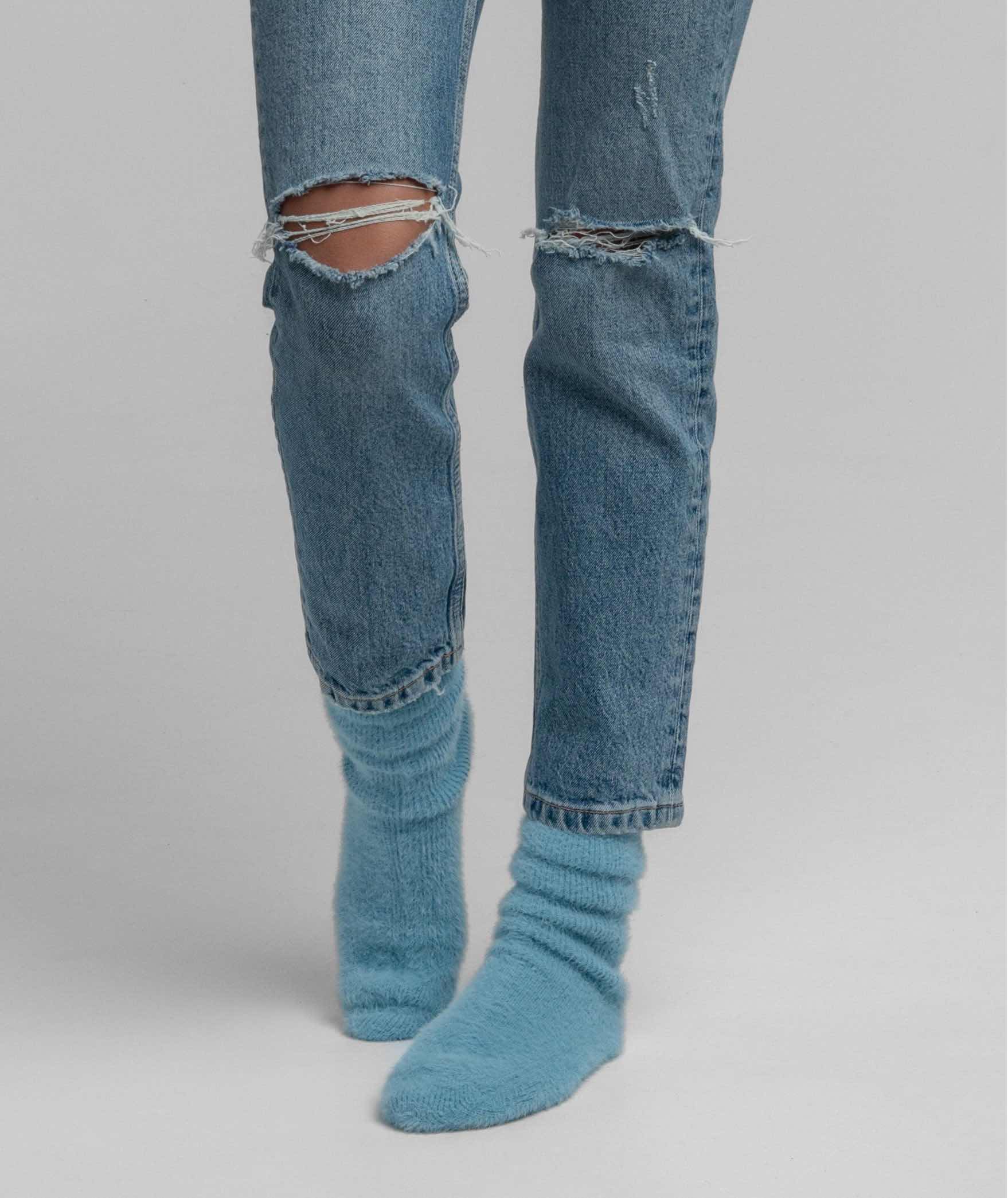 Ribbed Feather Knit Socks