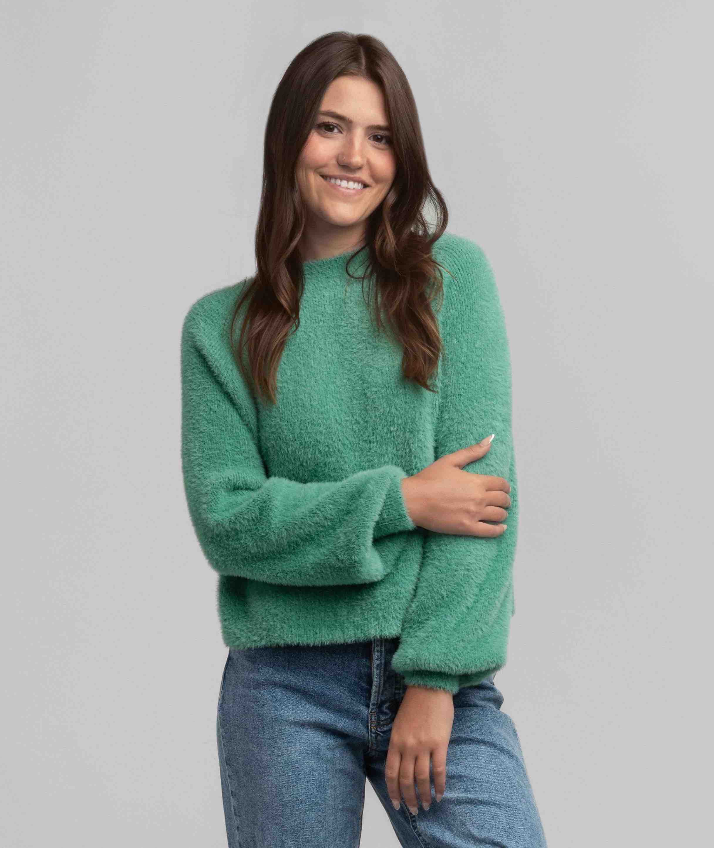 Feather Knit Mockneck Sweater