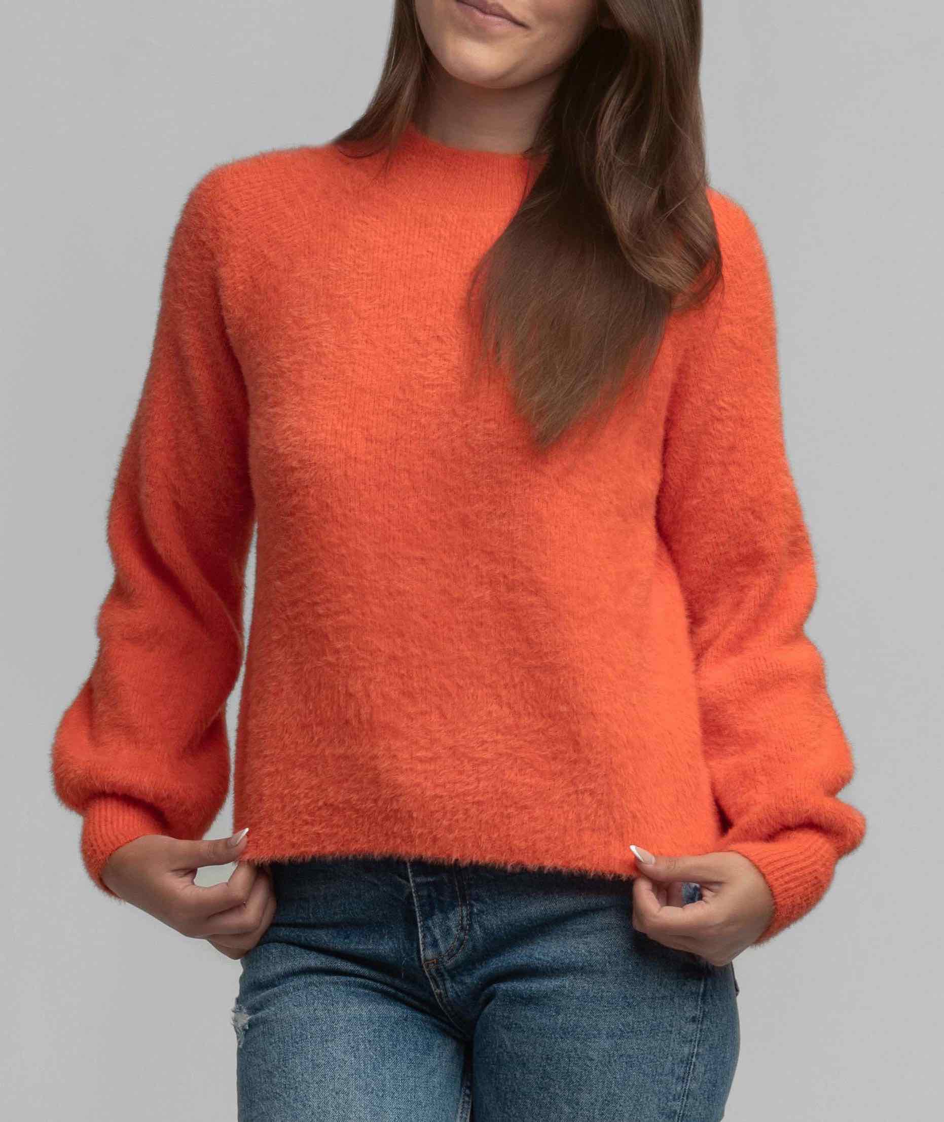 Feather Knit Mockneck Sweater