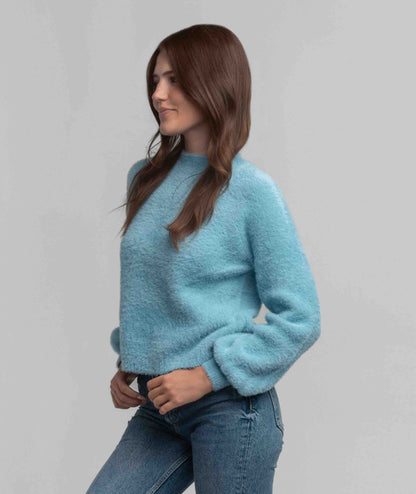 Feather Knit Mockneck Sweater
