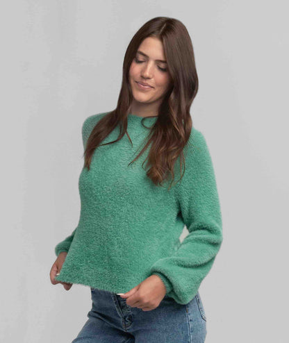 Feather Knit Mockneck Sweater