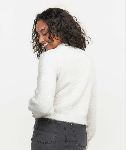 Cropped Feather Knit Sweater