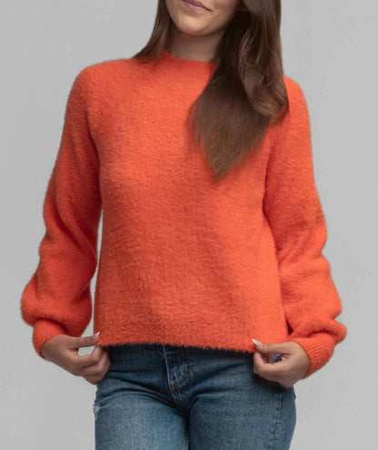 Feather Knit Mockneck Sweater